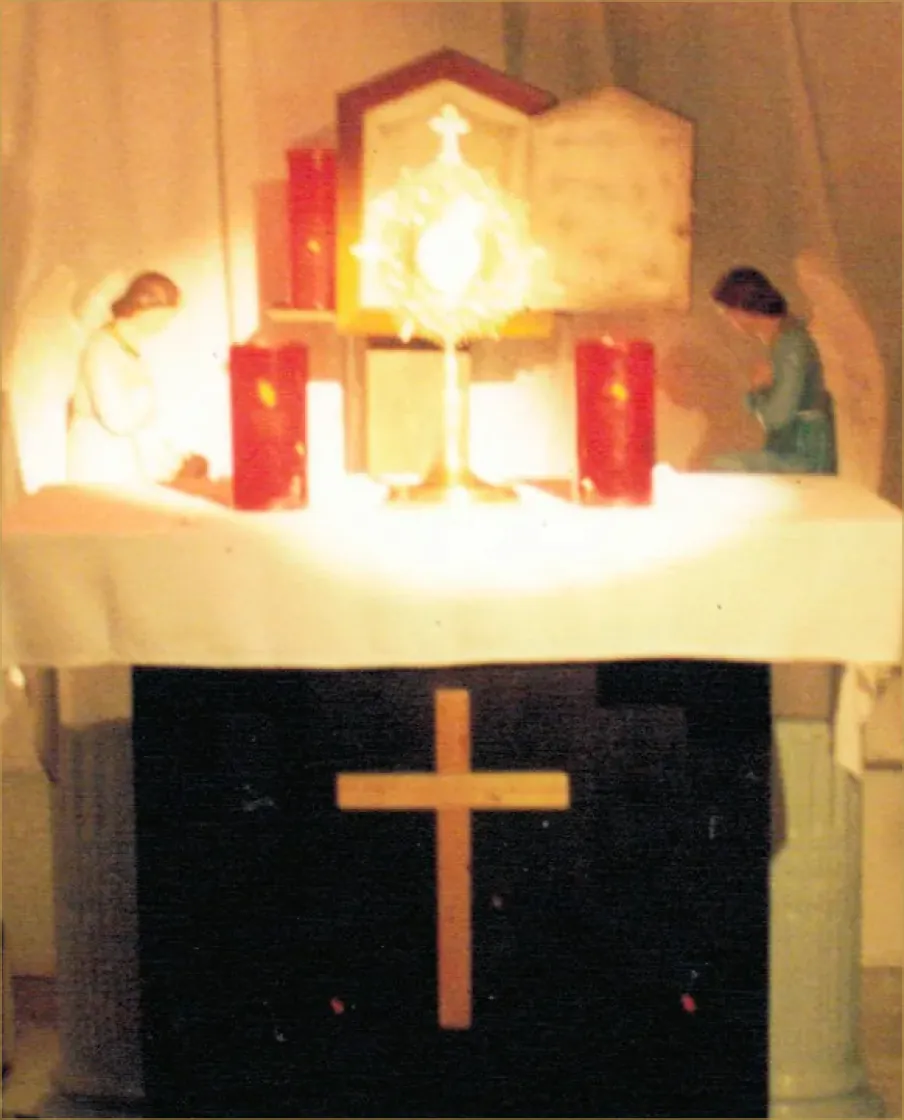 O Santíssimo exposto em um antigo altar do Instituto